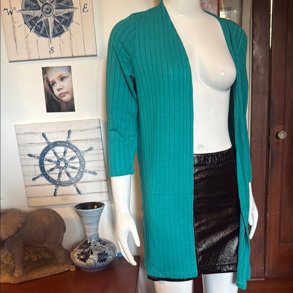NWT northern reflections size small Teal Ribbed Open Cardigan